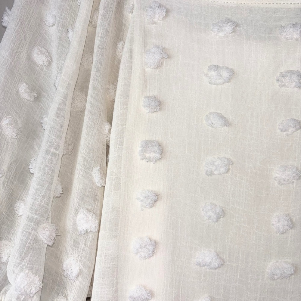 Böhme White Swiss Dot Mini Dress Square Neck Tiered Short Puff Sleeve Small - Picture 5 of 9